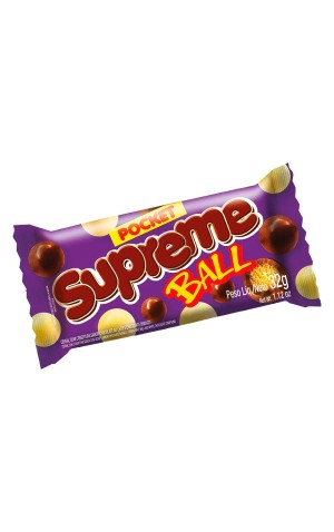 00) CHOCOLATE SUPREME BALL POCKET MEIO A MEIO 32G CX/30