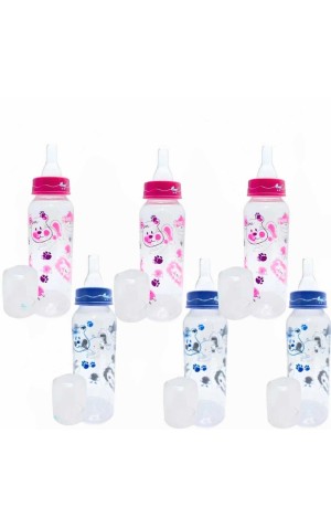 21) MAMADEIRA AZUL/ROSA C/DESENHO 240ML PC/6