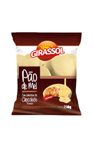 00) GIRASSOL PAO DE MEL COM COBERTURA CHOCOLATE BRANCO 250G CX/24